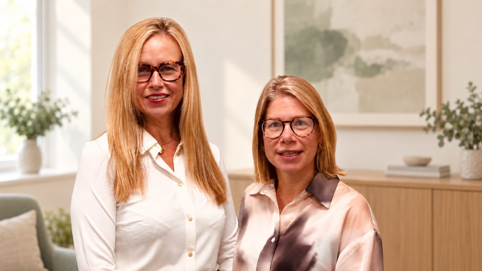 Kate and Elaine, the two nurses behind Elevate, standing together in a consulting room